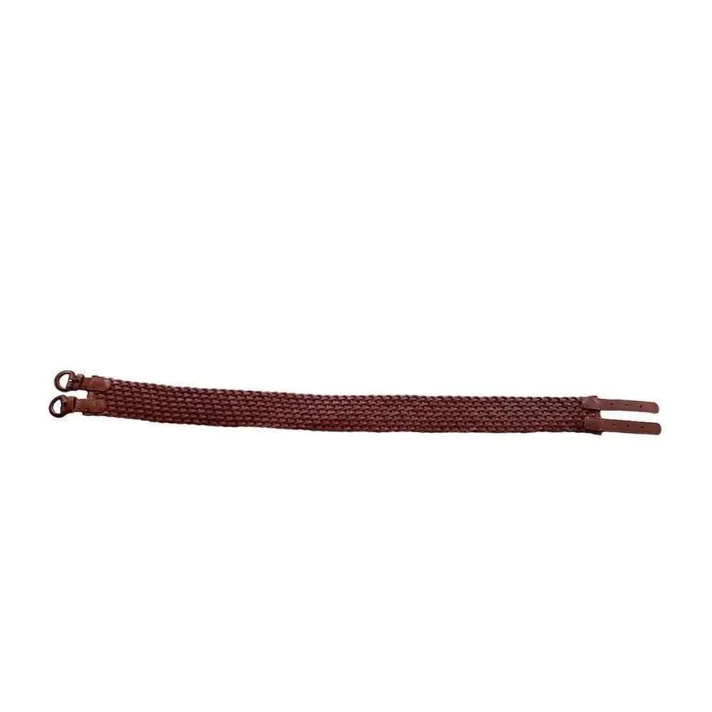 ABERCROMBIE & FITCH Leather Woven Braided Wide Belt Double Buckle Brown L